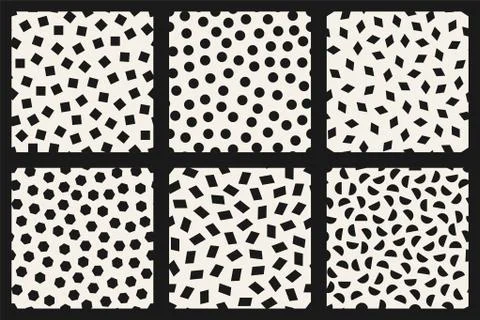Set of vector seamless creative patterns. Modern stylish textures with randomly 库存插图