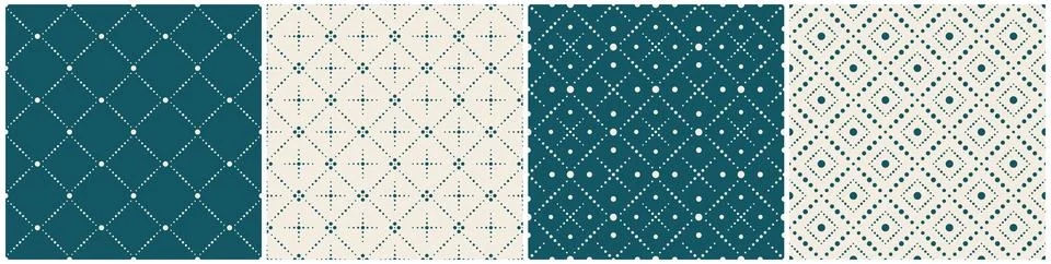 Set of vector seamless dotted patterns - color geometric elegant design Illustrazione stock