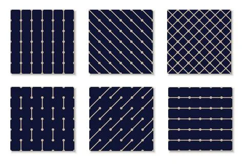 Set of vector seamless elegant striped patterns. Blue repeatable geometric ba Stock Illustration