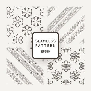 Set of vector seamless from flowers and ribbons with interwoven Art Nouveau Stock Illustration