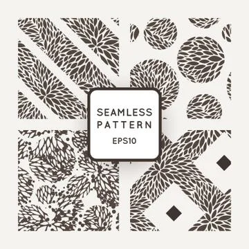 Set of vector seamless geometric and floral patterns Illustrazione stock