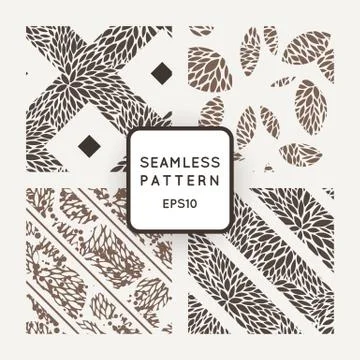 Set of vector seamless geometric and floral patterns Illustrazione stock