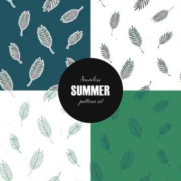 Set of vector seamless leaf pattern template. Stock Illustration