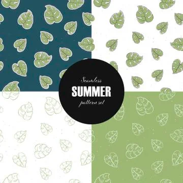 Set of vector seamless leaf pattern template. Illustrazione stock