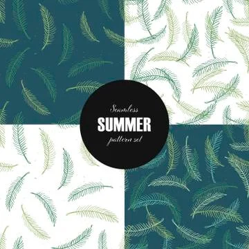 Set of vector seamless leaf pattern template. Stock Illustration