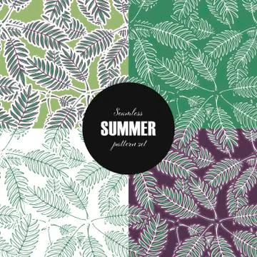 Set of vector seamless leaf pattern template. Stock Illustration