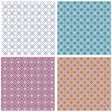 Set vector seamless linear colorful geometric pattern. Stock Illustration