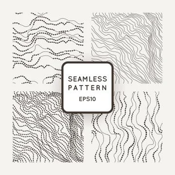 Set of vector seamless pattern of curved lines strung with beads Stock Illustration