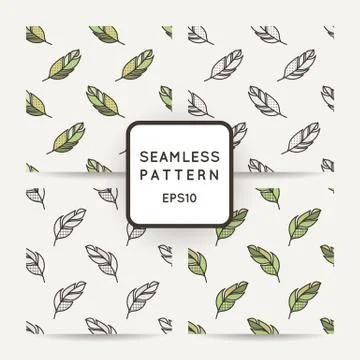 Set of vector seamless pattern of feathers. Doodle. Zentangle Stock Illustration