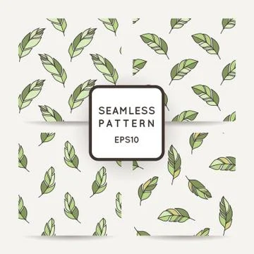 Set of vector seamless pattern of feathers. Doodle. Zentangle Stock Illustration