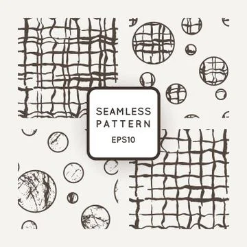 Set of vector seamless pattern of hand-drawn lines Stock Illustration