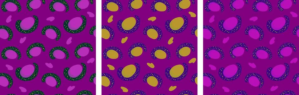 Set of Vector seamless pattern with hand drawn geometry on Velvet Violet 스톡 일러스트