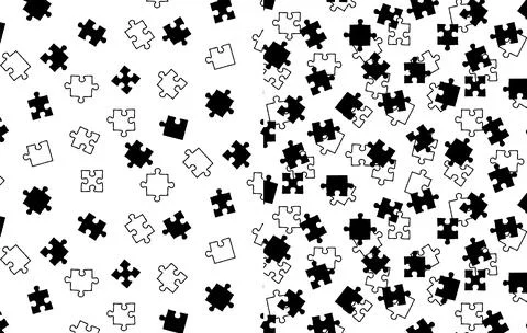 Set of vector seamless pattern hand drawn doodle sketch puzzle pieces. Desi.. Stock Illustration
