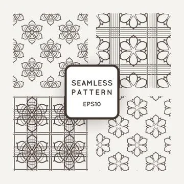 Set of vector seamless pattern of intersecting lines and colors 스톡 일러스트