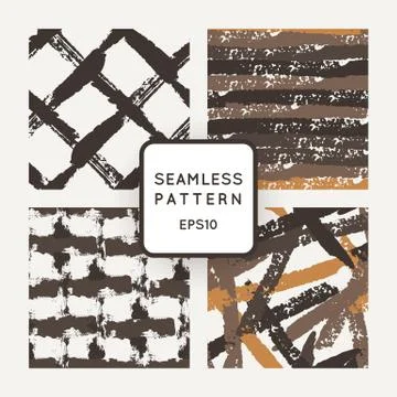 Set of vector seamless pattern of strokes routed 스톡 일러스트