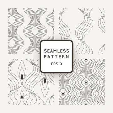 Set of vector seamless pattern of wavy lines, similar elements or tulip glass Stock Illustration