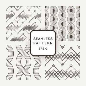 Set of vector seamless patterns with braids, ropes, bounds 스톡 일러스트