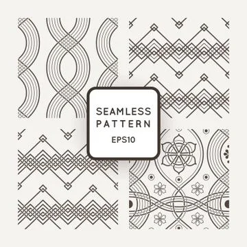 Set of vector seamless patterns with braids, ropes, bounds Stock Illustration