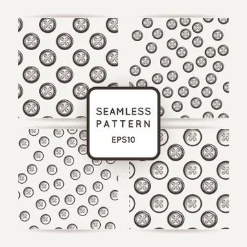 Set of vector seamless patterns with buttons. Stock Illustration