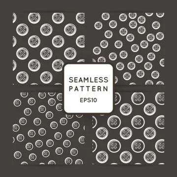 Set of vector seamless patterns with buttons. イラスト素材