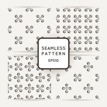 Set of vector seamless patterns with crossed and braided cords. Tying. Macram イラスト素材