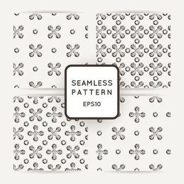 Set of vector seamless patterns with crossed and braided cords. Tying. Macram イラスト素材