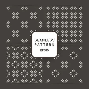 Set of vector seamless patterns with crossed and braided cords. Tying. Macram イラスト素材