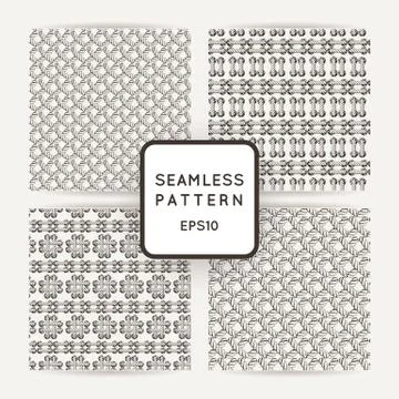 Set of vector seamless patterns with crossed and braided cords. Tying. Macram イラスト素材