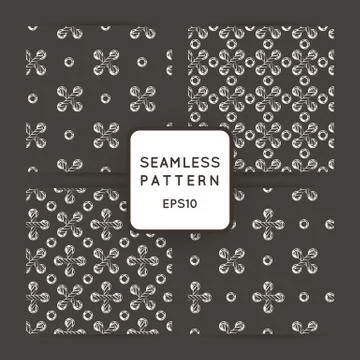 Set of vector seamless patterns with crossed and braided cords. Tying. Macram イラスト素材