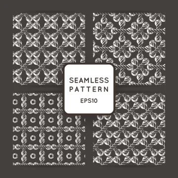 Set of vector seamless patterns with crossed and braided cords. Tying. Macram イラスト素材