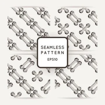Set of vector seamless patterns with crossed and braided cords. Tying. Macram イラスト素材