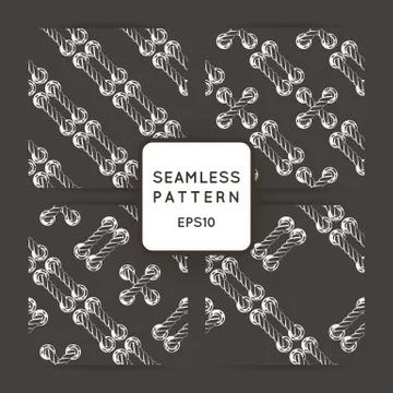 Set of vector seamless patterns with crossed and braided cords. Tying. Macram Stock Illustration