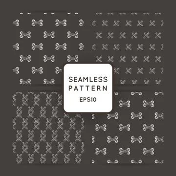 Set of vector seamless patterns with crossed and braided cords. Tying. Macram イラスト素材