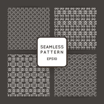 Set of vector seamless patterns with crossed and braided cords. Tying. Macram イラスト素材