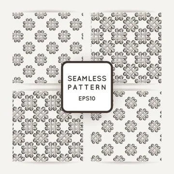 Set of vector seamless patterns with crossed and braided cords. Tying. Macram イラスト素材