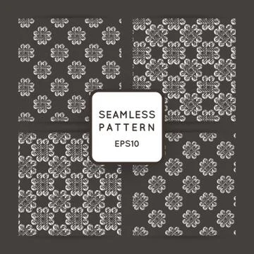 Set of vector seamless patterns with crossed and braided cords. Tying. Macram イラスト素材