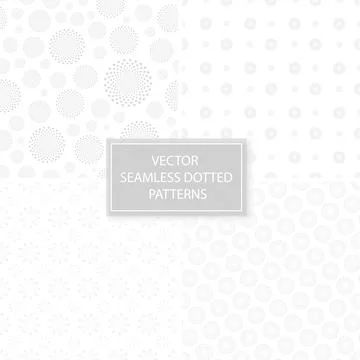 Set of vector seamless patterns with dotted shapes. White and grey decorative イラスト素材