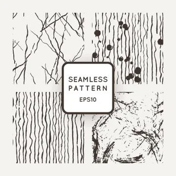 Set of vector seamless patterns with grungy hand-drawn elements Stockillustratie