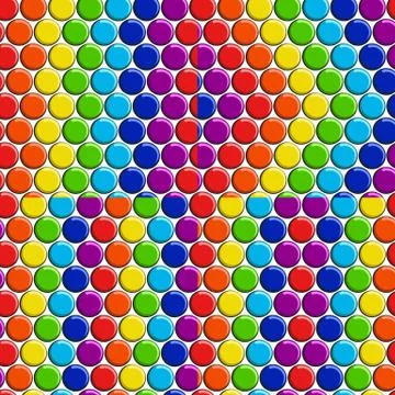 Set of vector seamless patterns with rainbow candy buttons. Stock Illustration