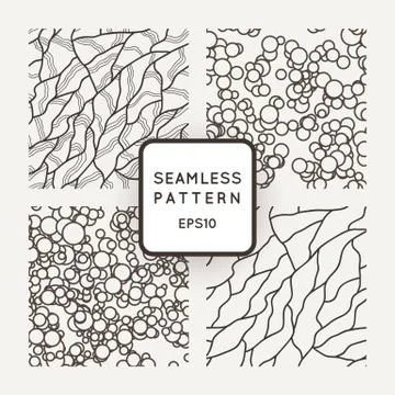 Set of vector seamless patterns in the style of veining or cracks and chaotic Illustrazione stock