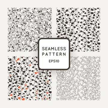 Set of vector seamless patterns of stylized vines with leaves in the form of Stock Illustration