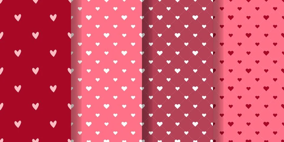 Set vector seamless patterns themed around romance and love Stock Illustration