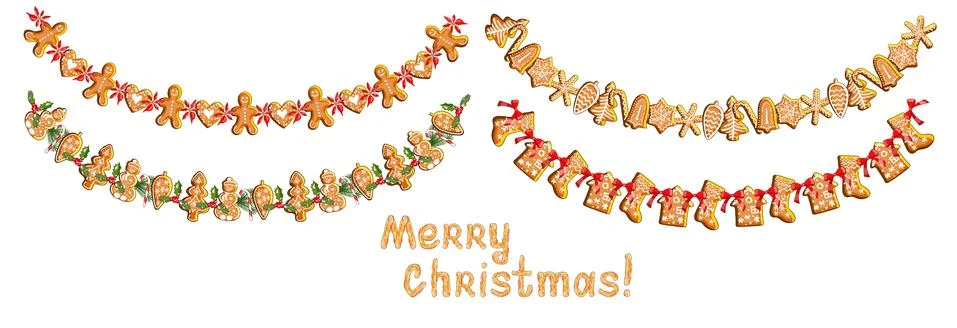 Set of vector seamless patterns with traditional Christmas and New Year symbols. Stock Illustration