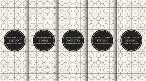 Set of vector seamless simple geometric patterns. Repeating ornamental 스톡 일러스트
