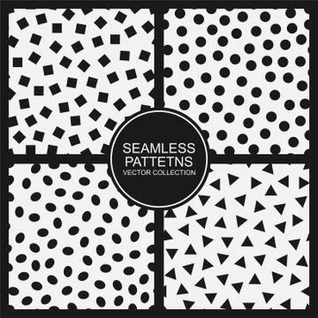 Set of vector seamless simple patterns. Modern stylish textures with randomly Illustrazione stock