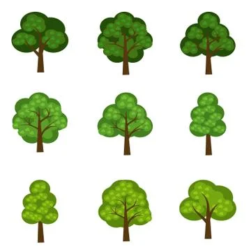 Set of vector seasoned trees, flat style Stock Illustration
