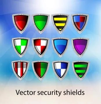 Set of vector security shields Stock Illustration