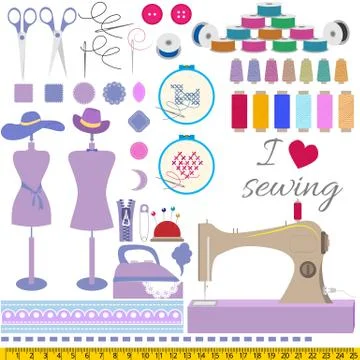 Set of vector sewing patterns for your design. Stock Illustration