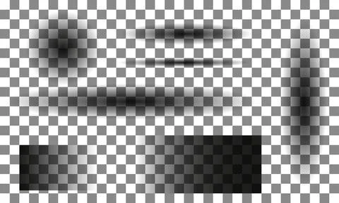 A set of vector shadows of different sizes and shapes on a transparent Stock Illustration