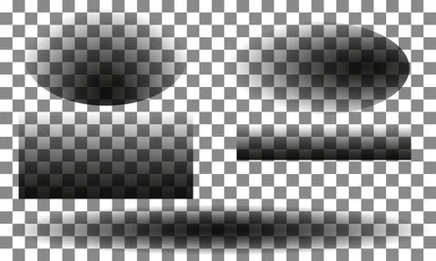 A set of vector shadows of different sizes and shapes on a transparent Stock Illustration